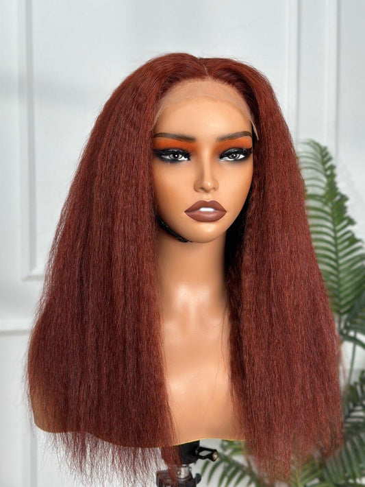 5*5 closure kinky straight wig 16”
