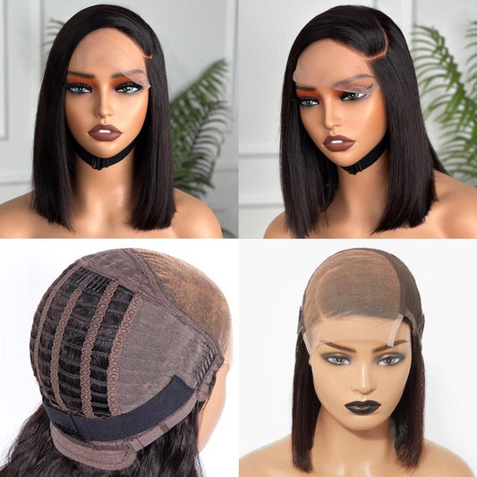 5*5 closure bone straight wig 12”